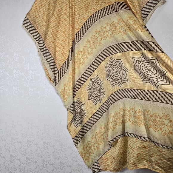 Kantha Bae Mumu Caftan Kaftan Dress OS Yellow Orange Boho Hippie Art To Wear - Picture 5 of 13